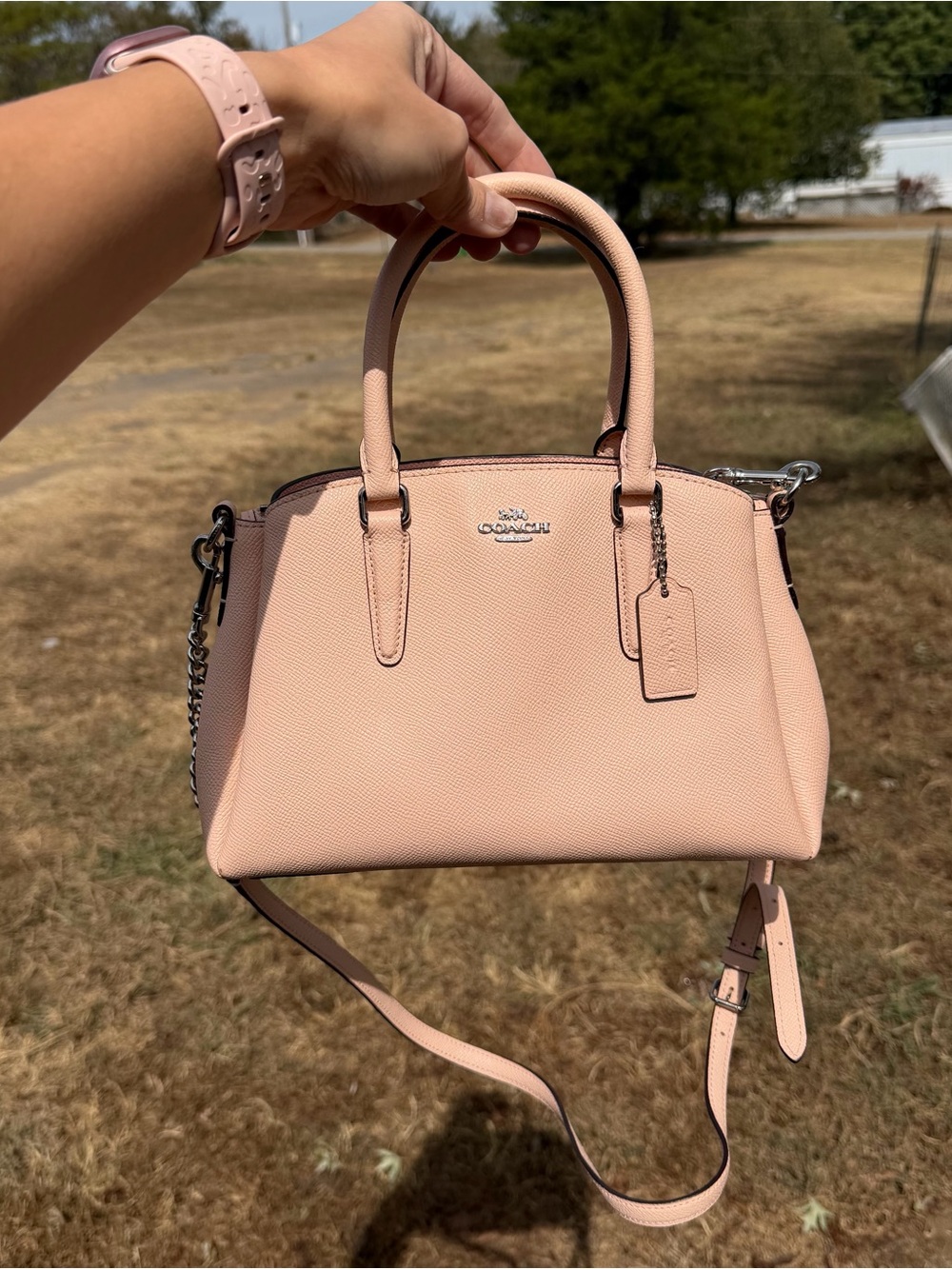 Coach Mini Sage Carryall F28977 Blush Pink Leather Crossbody Satchel